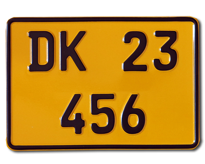 19. Dänisches MC+US Schild gelb reflex Originalgrösse 240x165 mm